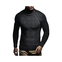 leif nelson pour des hommes pullover hoodie pull en tricot sweatshirt longsleeve cardigan pull dhiver arrêtez-vous ln5295; taille l, noir-anthracite