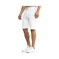 indicode caden - shorts en jean pour homme - avec 5 poches - 98 % coton - au look usé, délavé et destroyed - coupe droite - idéaux pour les loisirs pour homme., holes - off white, m
