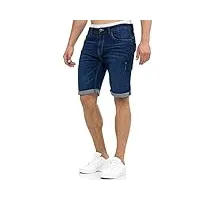 caden shorts en jean, pour hommes, avec 5 poches, 98 % coton, pantalons courts au look usé, délavé et destroyed, coupe droite, idéals pour les loisirs - bleu - l
