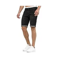 indicode caden - shorts en jean pour homme - avec 5 poches - 98 % coton - au look usé, délavé et destroyed - coupe droite - idéaux pour les loisirs pour homme., noir , l