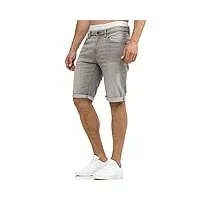 indicode caden - shorts en jean pour homme - avec 5 poches - 98 % coton - au look usé, délavé et destroyed - coupe droite - idéaux pour les loisirs pour homme., gris clair, l