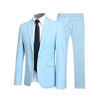 costume homme mariage blazer affaire cérémonie slim fit veste et pantalon deux pièce,3xl,bleu clair