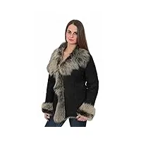 a1 fashion goods femmes en forme réel toscana véritable peau de mouton manteau noir suédé shearling veste - pearl (xl - eu 42)