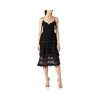 marque amazon - truth & fable robe en mousseline de soie pour femmes avec broderie florale, noir (black), 38, label:s
