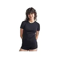 icebreaker femmes 100% laine merino everyday manches courtes crewe top thermique - slim fit - 175 tissu ultraléger - black, s