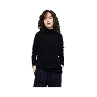 state cashmere tunique pull à col roulé 100% pur cachemire pullover, à manches longues, coupe classique - femme (large, noir)