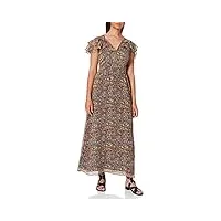 tommy jeans femme maxi robe manches courtes marron (ditsy flower 901) medium