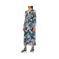 tommy jeans femme wrap maxi robe manches 3/4 multicolore (botanical print 901) large