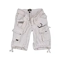 geographical norway cargo shorts pantalon court bermuda avec ceinture short hunter dans bundle avec ud bandana - blanc, xl