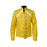 fashion_first costume de chanteur rock des années 80 pour homme - icônes britanniques wembley concert queen - sangle militaire en cuir, jaune, l