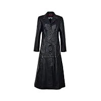 smart range trench mesdames manteau en cuir noir avec doublure rouge pleine longueur sur le manteau gothique 298 (eu 38 / uk 12)
