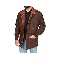 a1 fashion goods hommes cuir véritable nubuck classique parka jacket marron/bronzer bordure 3/4 longue manteau de voiture - henry (xxxl - eu 56)