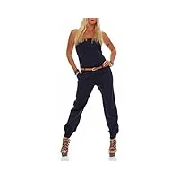 malito femmes jumpsuit ceinture combinaison longue sans manches salopette 1585 (bleu foncé, m)