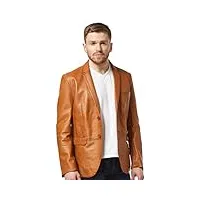 veste en cuir pour hommes chic milano 2 boutons classic blazer manteau en peau d'agneau beige (l)