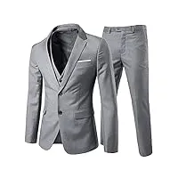 allthemen costume hommes 3 pcs de mariage party costumes blazer gilet pantalon casual gris clair m