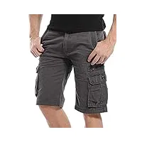 kuson hommes shorts bermudas cargo outdoor coton casual lâche avec poche gris fr 42