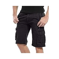 kuson hommes shorts bermudas cargo outdoor coton casual lâche avec poche noir fr 44