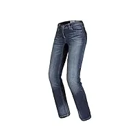 spidi, j-tracker lady, couleur : bleu foncé usé, taille 28, pantalon de moto pour femmes avec protections, slim fit, jeans de moto extensible et pratique