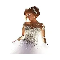 carnivalprom robe de princesse pour femme - robe de mariée longue - broderie en strass - ecru - 48