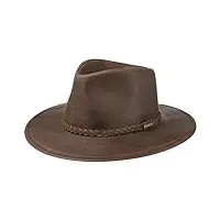 stetson chapeau western buffalo leather femme/homme - de rodéo cowboy avec bandeau en cuir printemps-été - l (58-59 cm) marron foncé