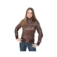a1 fashion goods veste bomber en cuir véritable pour femme trendy ajusté blouson manteau dans gamme de couleurs - tessa (marron, l - eu 40)
