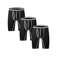 nuofengkudu hommes lot pack de 3 et 4 boxers caleçons brief long doux coton stretch sports sous-vêtements culotte underpants s m l xl xxl (eur l:tour de taille 76cm-83cm(xl tag), noir 3 pack)
