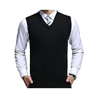 fulier homme gilet col en v sans manches pull classique business gilet pour homme chemise tricoté débardeurs (xl, noir)