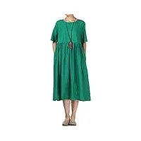 mallimoda femme robe d'été lin ample chic décontractée tops à manches courtes vert xxl