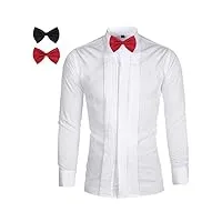 sliktaa chemises hommes habillées plissés classiques slim fit dîner soirée tuxedo chemise de mariage,xl,blanc