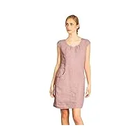 caspar skl018 robe d't en lin pour femme longueur genoux avec boutons nacrs, couleur:rose, taille:l - fr42