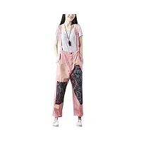 youlee femmes Été pantalon large denim salopette pantalon de jumpsuit style 21 pink