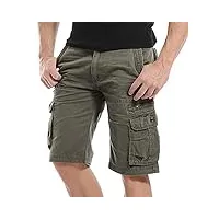 kuson hommes shorts bermudas cargo outdoor coton casual lâche avec poche army vert, taille fr 46 (asia: 38)