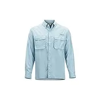 exofficio airstrip t-shirt à manches longues pour homme, homme, t-shirt avec boutonnière, 1001-2035, bleu air, 3xl