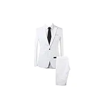 homme formel slim fit 2 pièces elégant classique d'affaire costume blanc 2xl