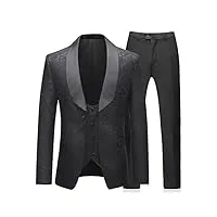 sliktaa costume homme 3 pièces noir formel Élégant haut de smoking mariage business bal veste gilet et pantalon,l,noir