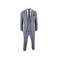 costume 3 pièces laine tweed chevrons gris clair vintage british homme