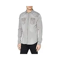 brandit homme chemise jeans riley denimshirt - gris (denim denim 169), l