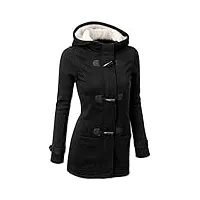 ghyugr femmes manteaux à capuche bouton corne blouson veste jacket chaud Épais hoodie hoody outwear automne hiver slim fit,noir,l
