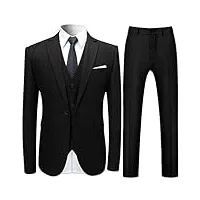 costume homme 3 pcs costard blazer veste et pantalon gilet mariage party smoking, noir, l