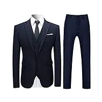 costume homme 3 pcs costard blazer veste et pantalon gilet mariage party smoking, bleu, l