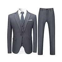 costume homme 3 pcs costard blazer veste et pantalon gilet mariage party smoking, gris, xl