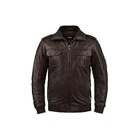 !solid famash - veste en cuir - homme, taille:l, couleur:brown (5066)