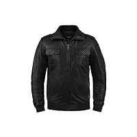 !solid famash - veste en cuir - homme, taille:l, couleur:black (s9000)