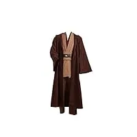 xingyueshop costume de jedi pour adulte - cape de jedi noire - robe de jedi marron - tunique jedi pour homme, marron, xxl