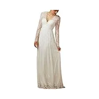 nanger robe de mariée en dentelle - manches longues - style bohème, ecru, 38