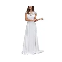jaeden robes de mariée longue robe de mariage femme robe nuptiale chiffon dentelle dos nu blanc eur38