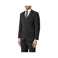 3 pièces pour hommes pin stripe costume noir blanc rétro 1920 gatsby style [suit-2b2810-black-48uk]
