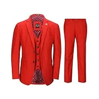 costume 3 pièces pour hommes en fête Élégante mariage formel rouge retro en forme jacket tailored [suit-jross-red-52uk]
