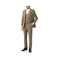 3 pièces en tweed costumes tan chevrons vérifiez retro fit tailored [suit-x3309-1-brown-52uk]