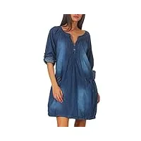 malito femme jeans robe vêtement v-cou sacs coton 6255,bleu,taille unique